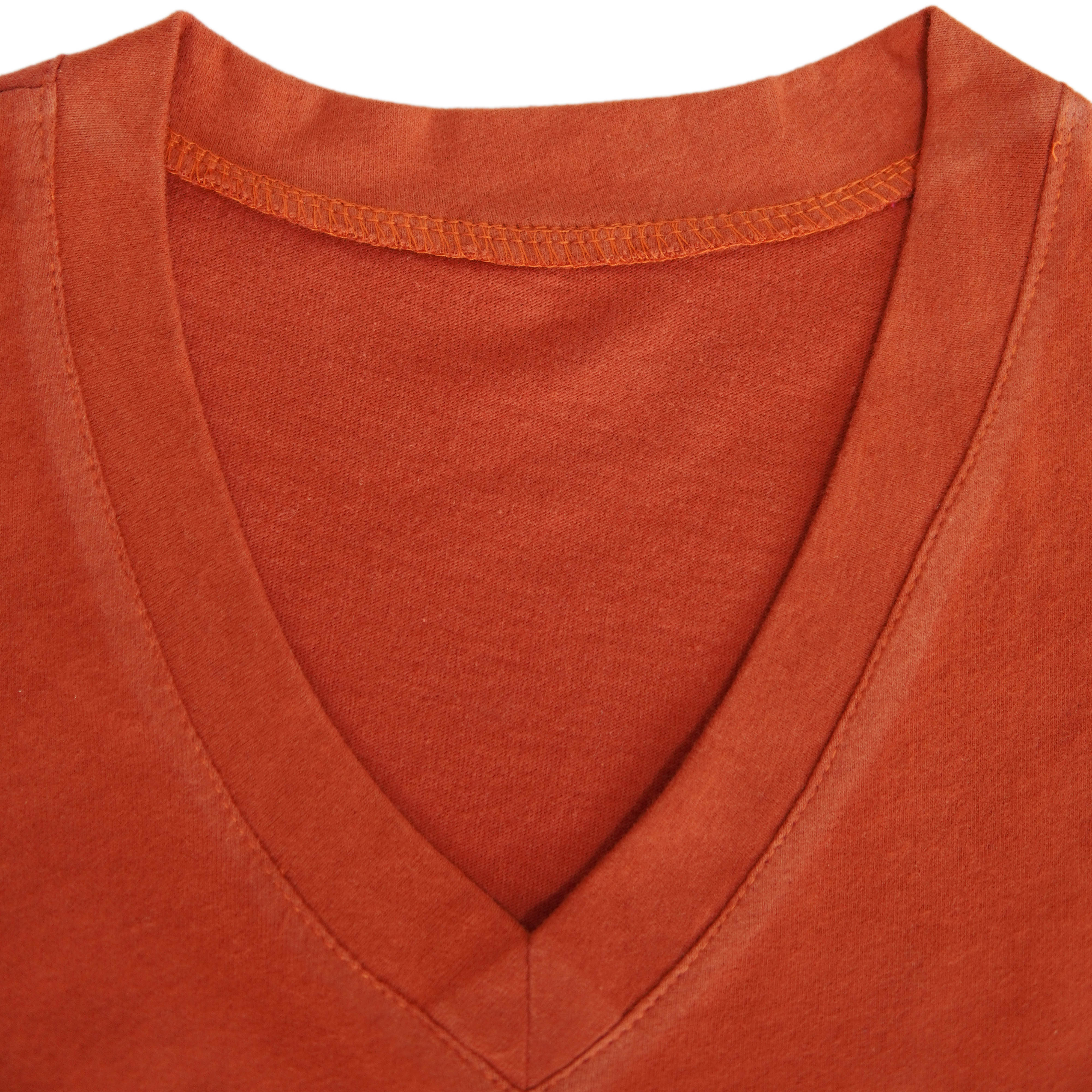 Women Plain Velvet Effect V-Neck T Shirt - Foxy Garments