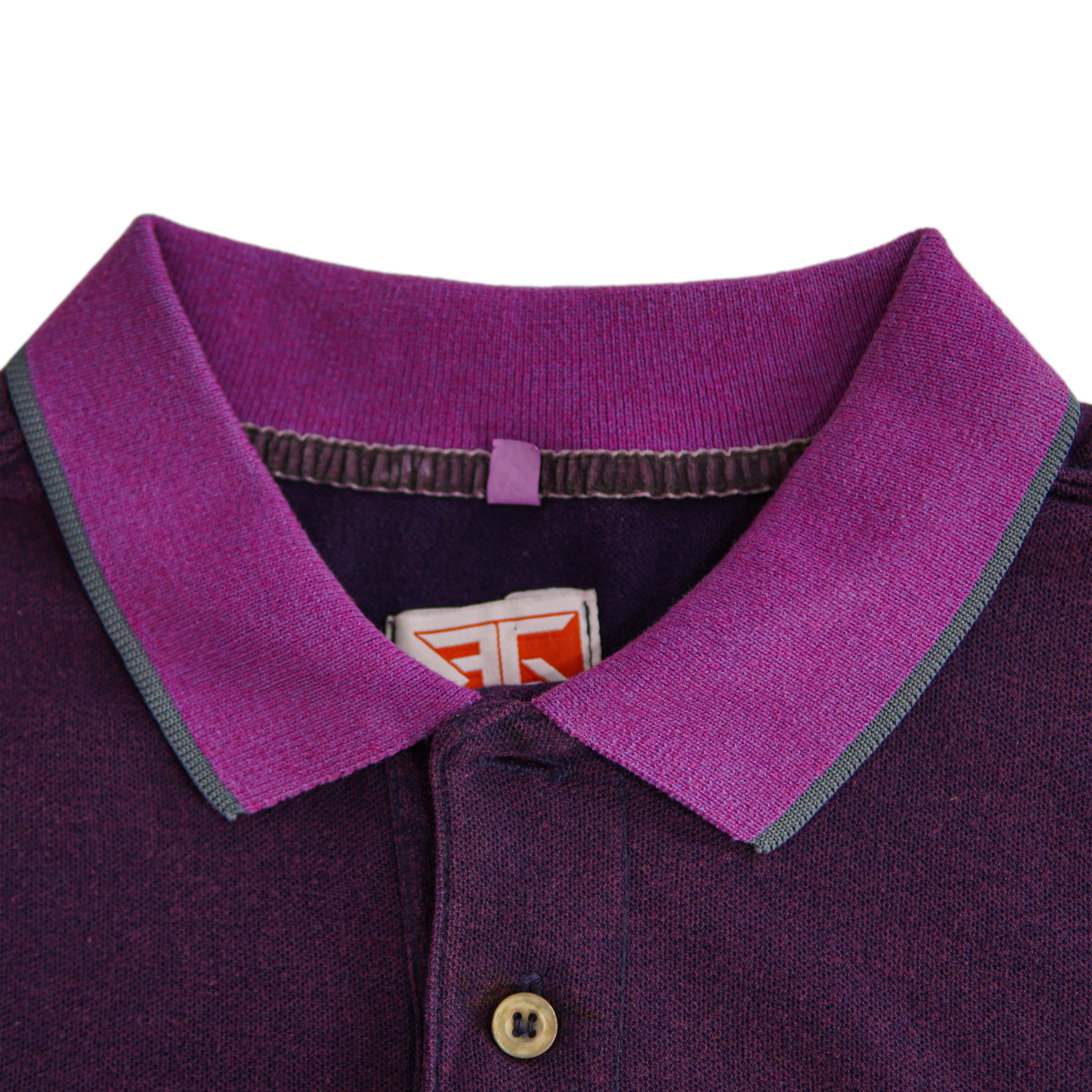 03-Tone Shaded Polo Shirt With Contrast Collar - Foxy Garments