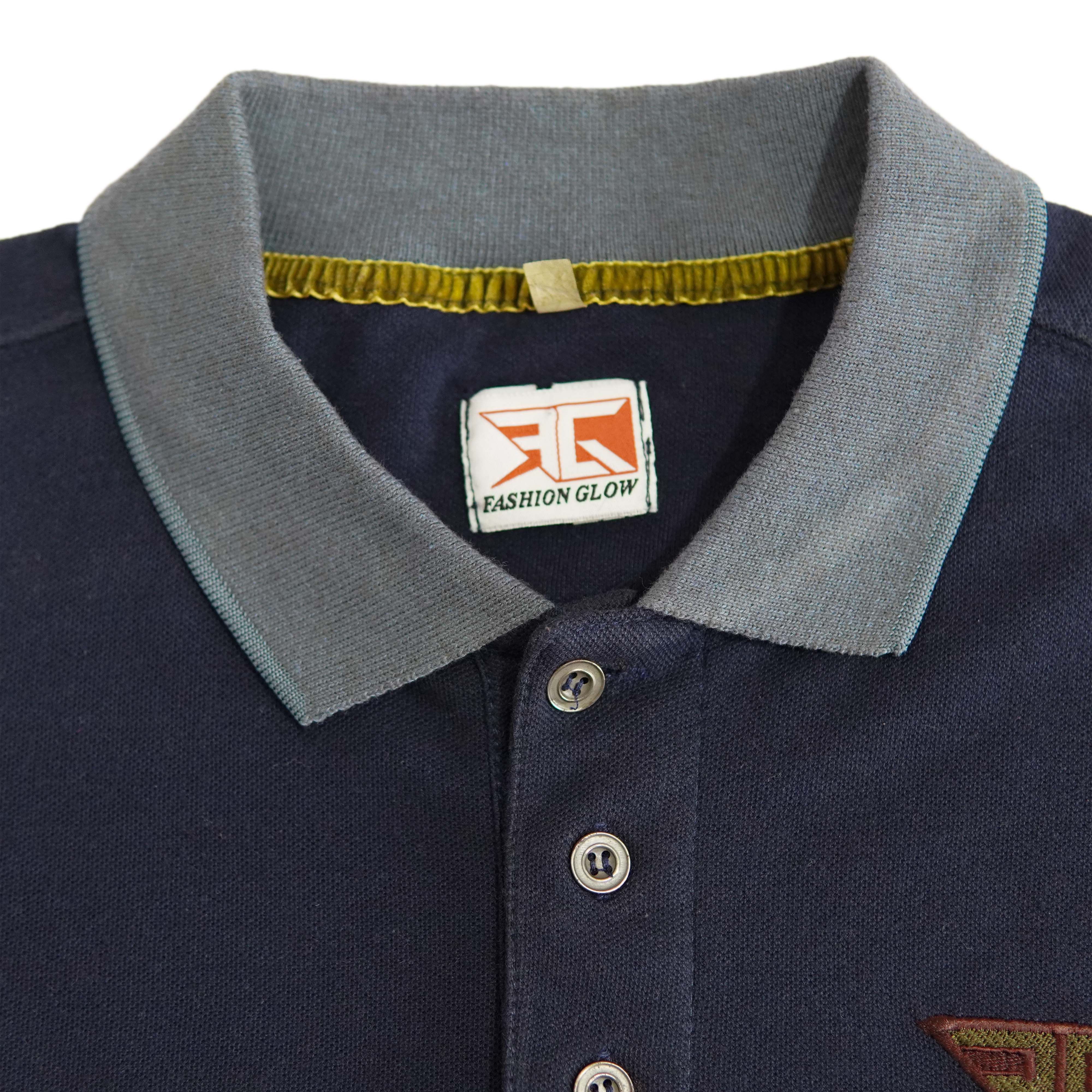 Navy Blue Contrast Collar Polo Shirt - Foxy Garments