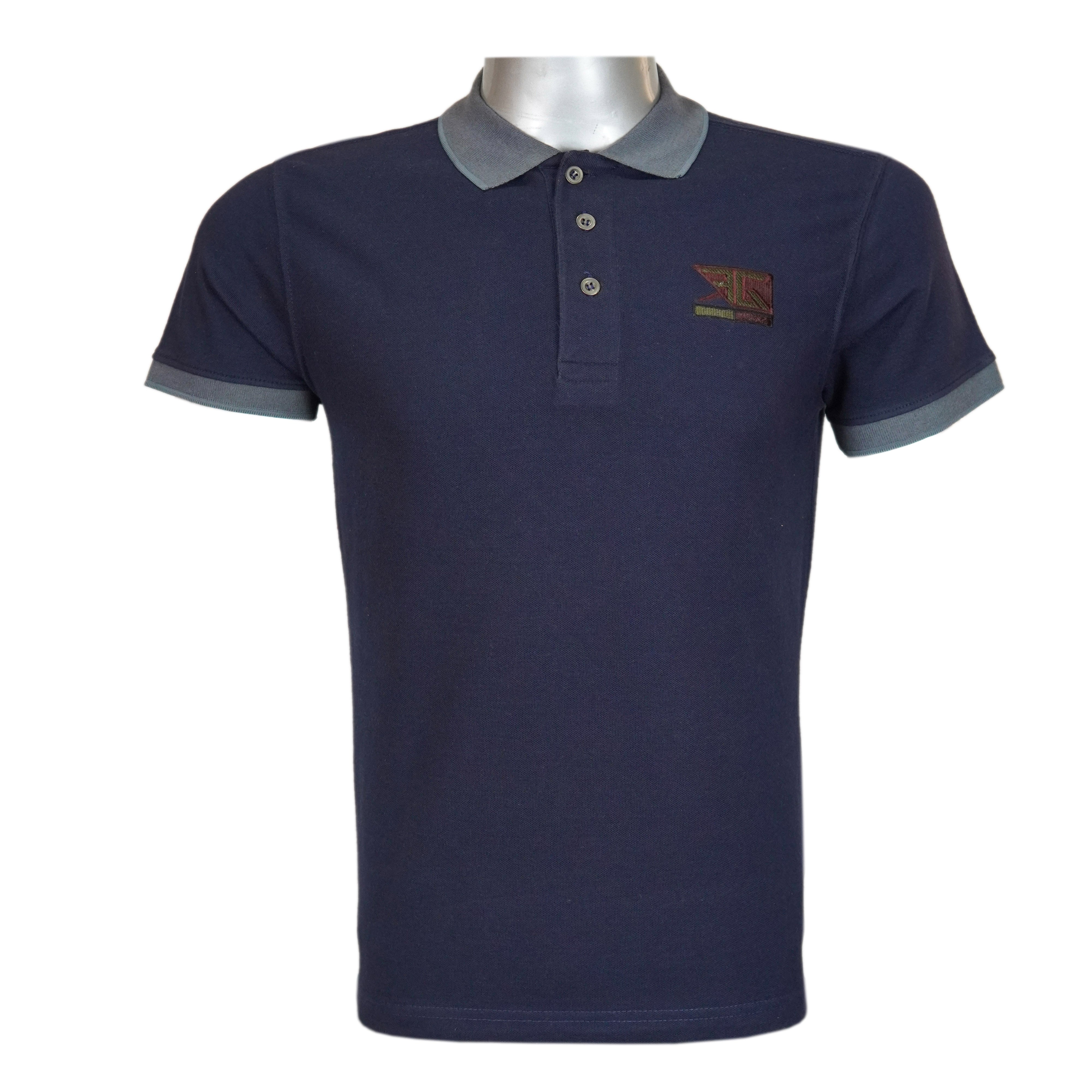 Navy Blue Contrast Collar Polo Shirt - Foxy Garments