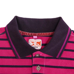 Pink Linning Polo Shirt With Black Collar - Foxy Garments