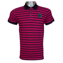 Pink Linning Polo Shirt With Black Collar - Foxy Garments