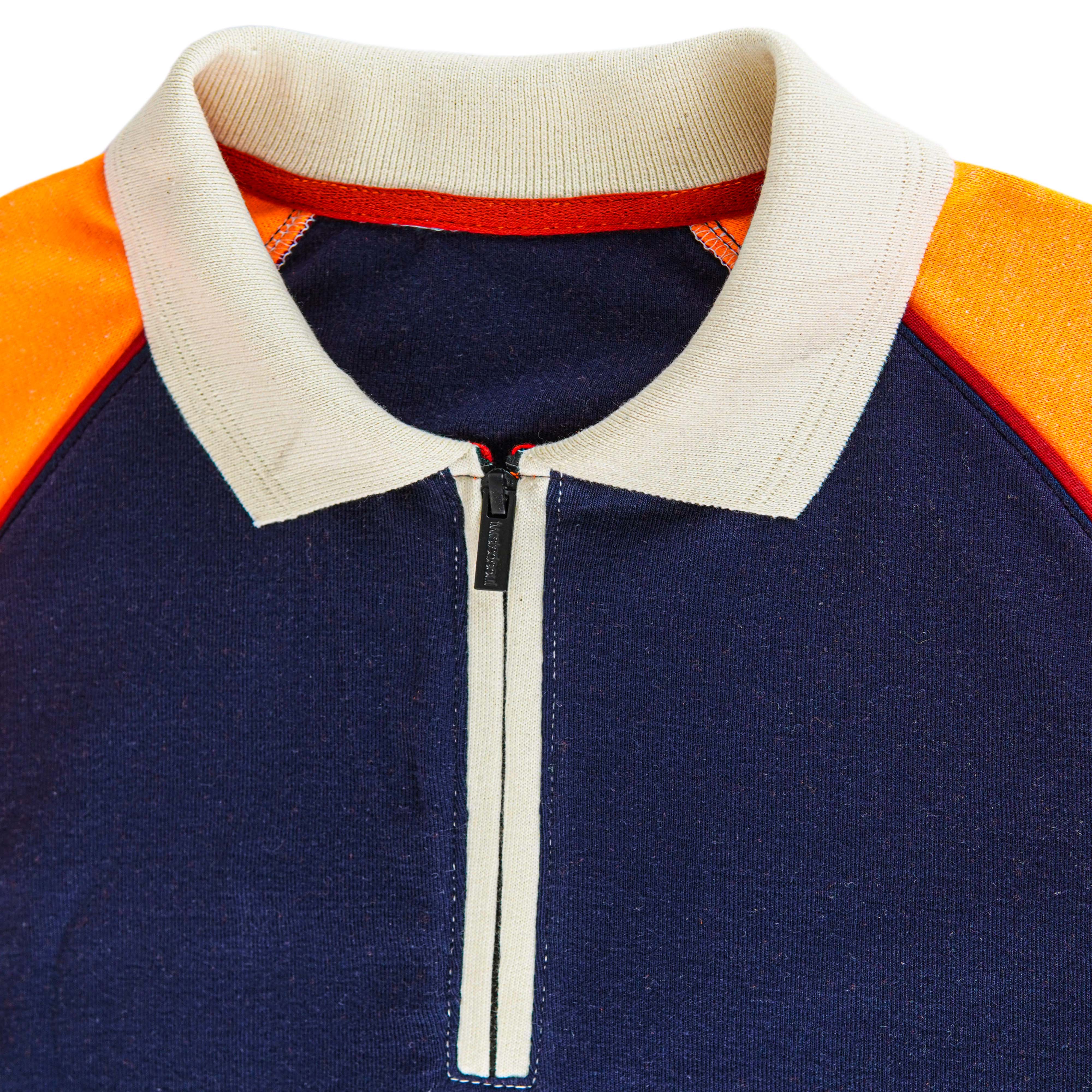 "Short Zip Fashion" Full Sleeve Polo Shirt With - Foxy Garments