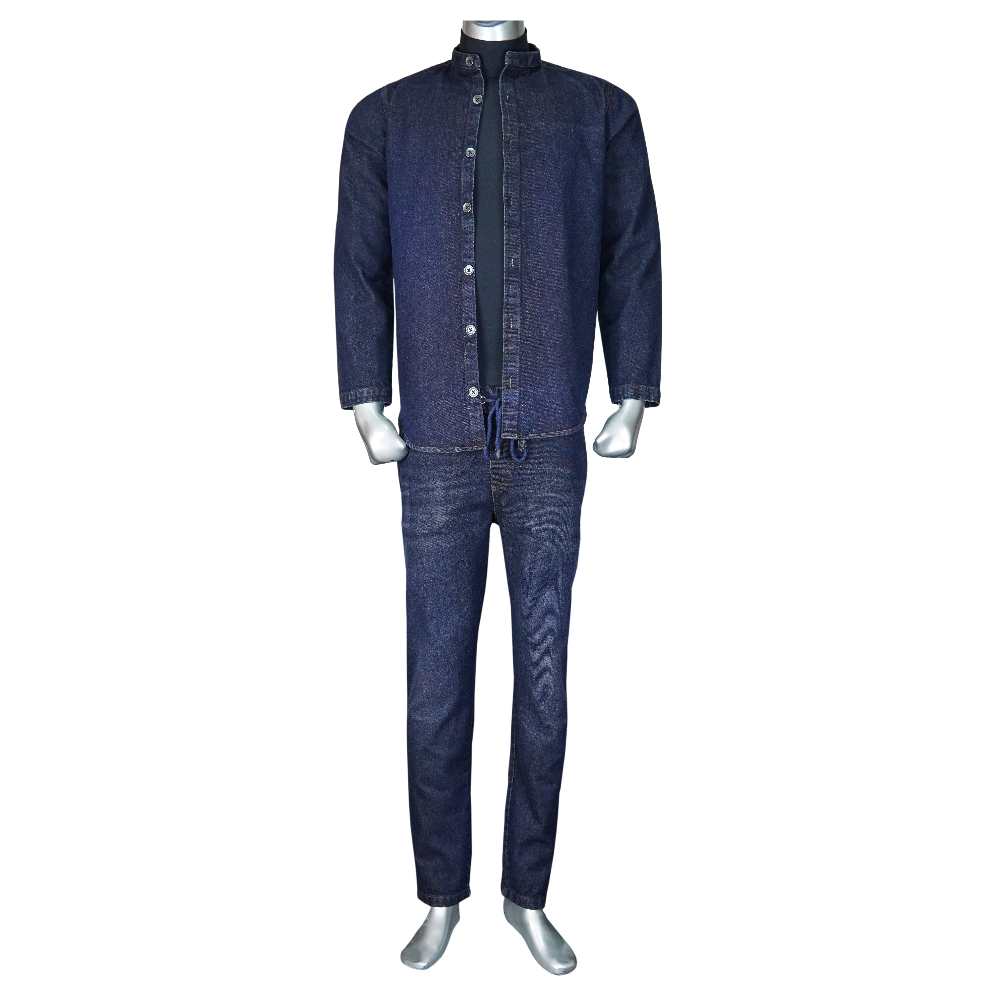 Long Sleeve Plain Denim Suit - Foxy Garments