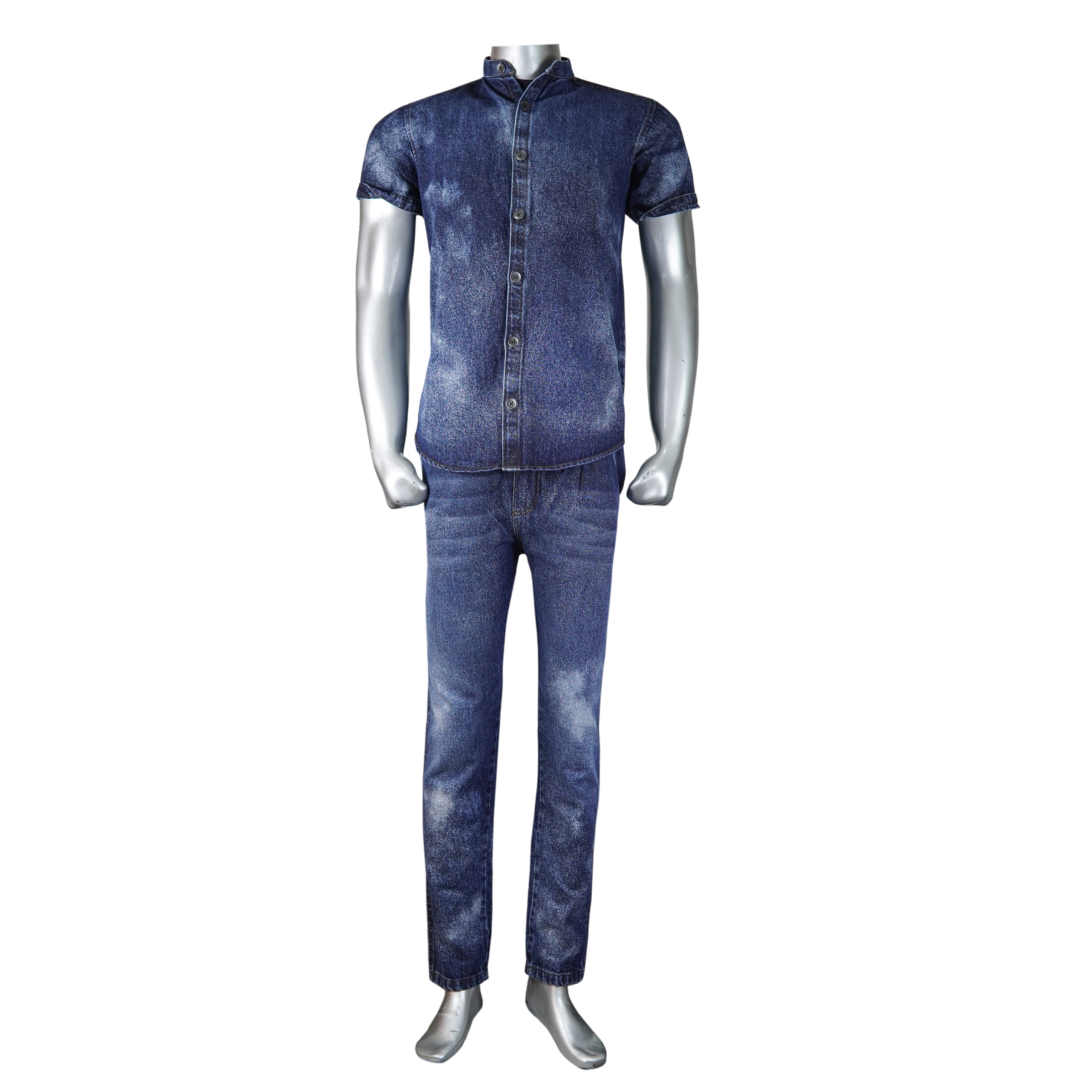 Half Sleeve Denim Suit - Foxy Garments