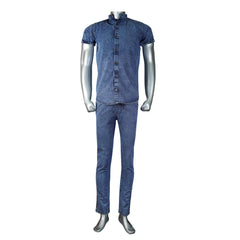 Half Sleeve Denim Suit - Foxy Garments