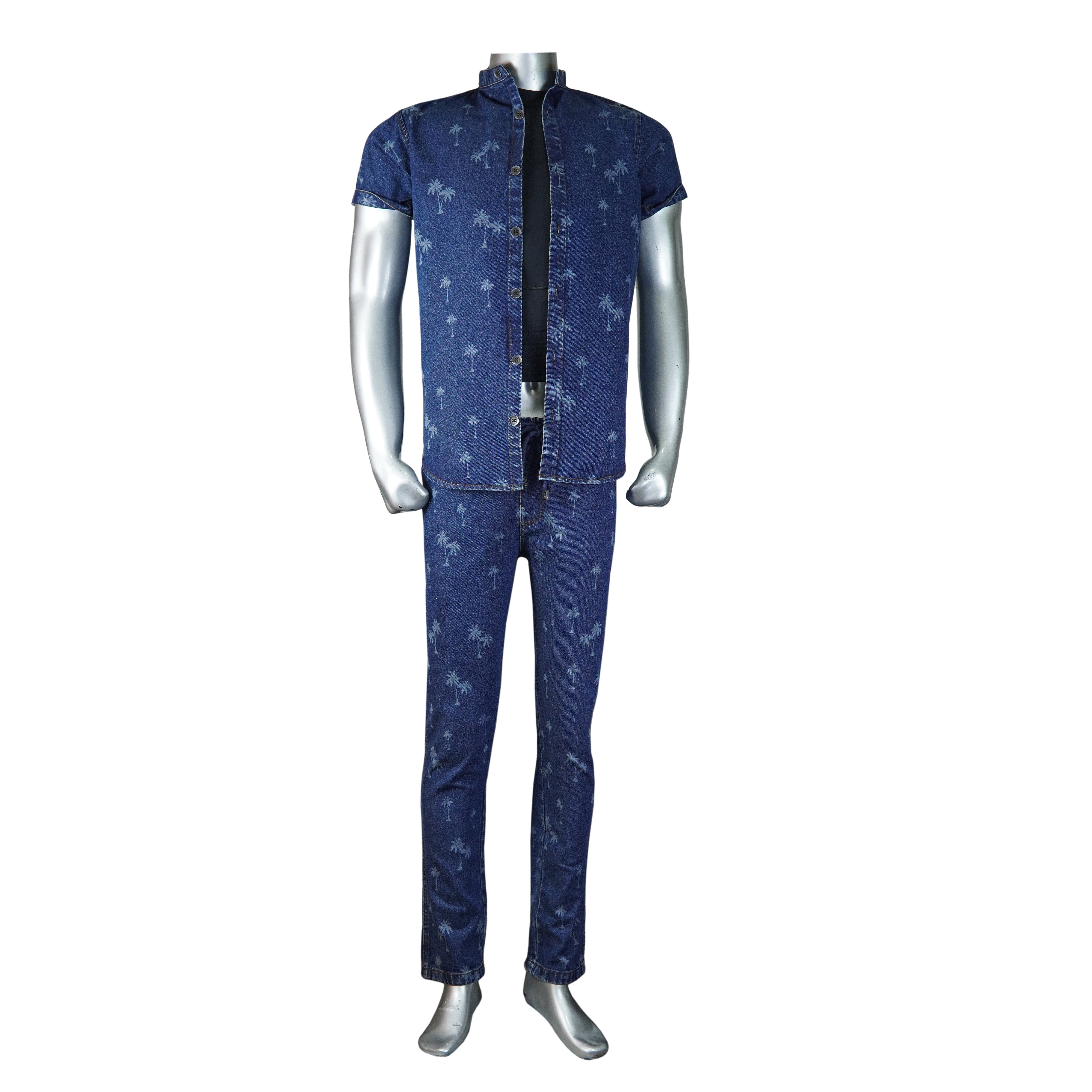 Plants Effect Denim Suit - Foxy Garments