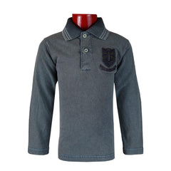 Charcoal Tone Full Sleeve Polo Shirt For Kids - Foxy Garments