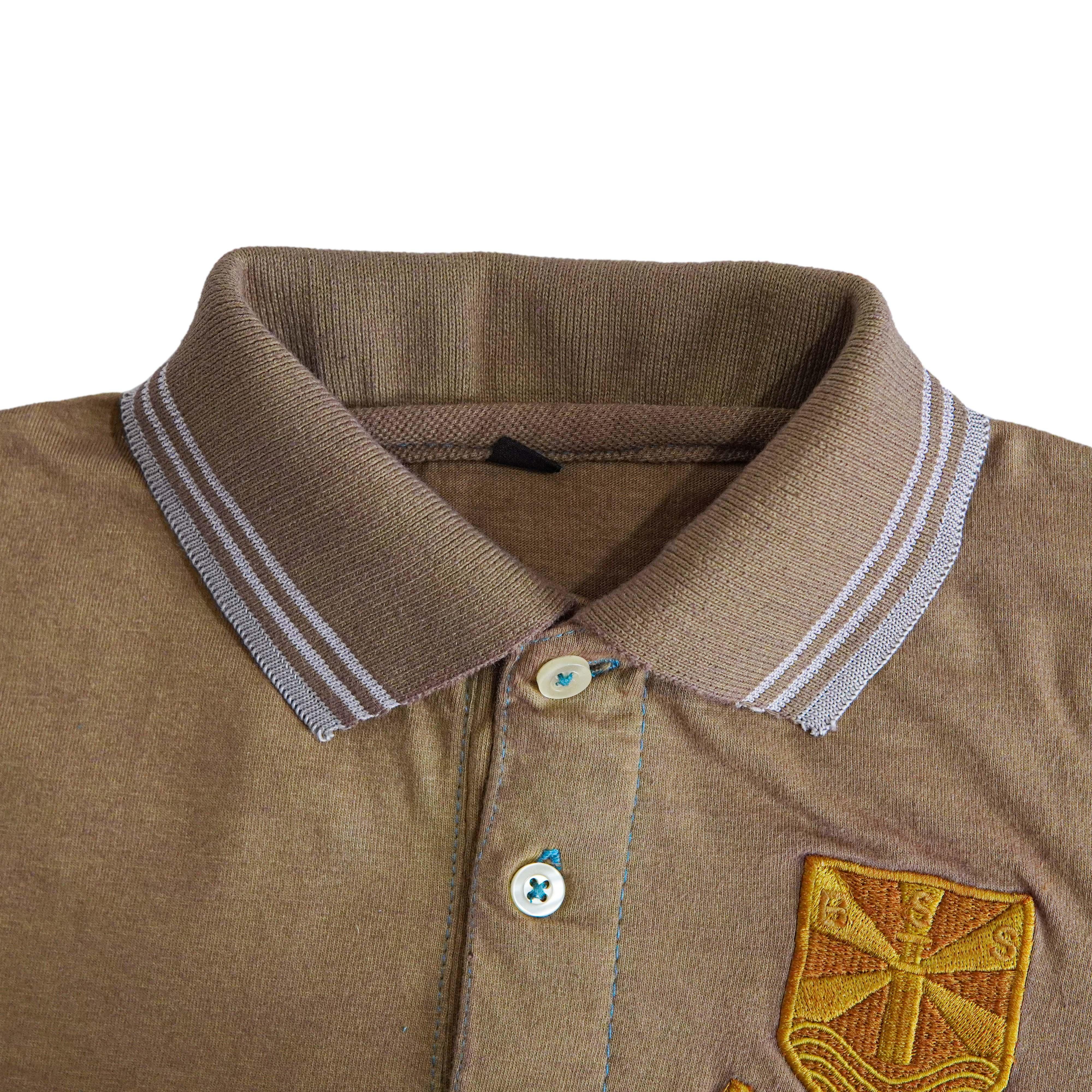 03-Tone Khaki Shade Full Sleeve Polo Shirt For Kids - Foxy Garments