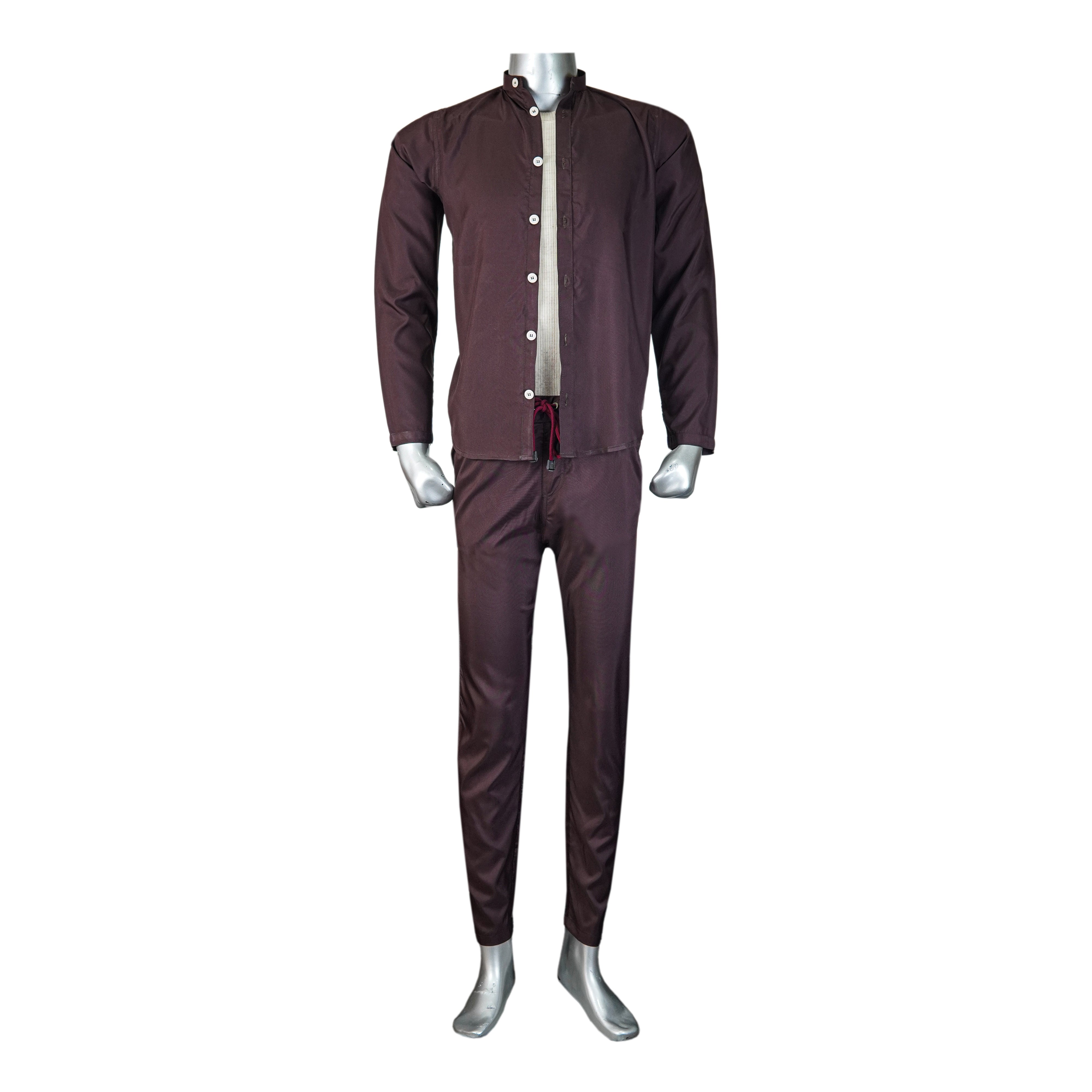 Maroon Silk Booski loung and Sleep wear - Foxy Garments