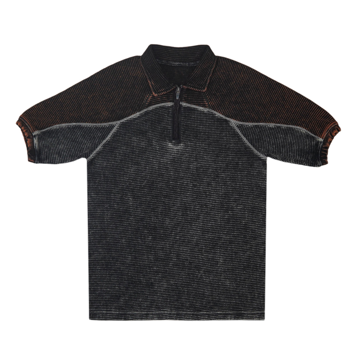Thermal Contrast Vintage Wash Polo Shirt With Same Collar