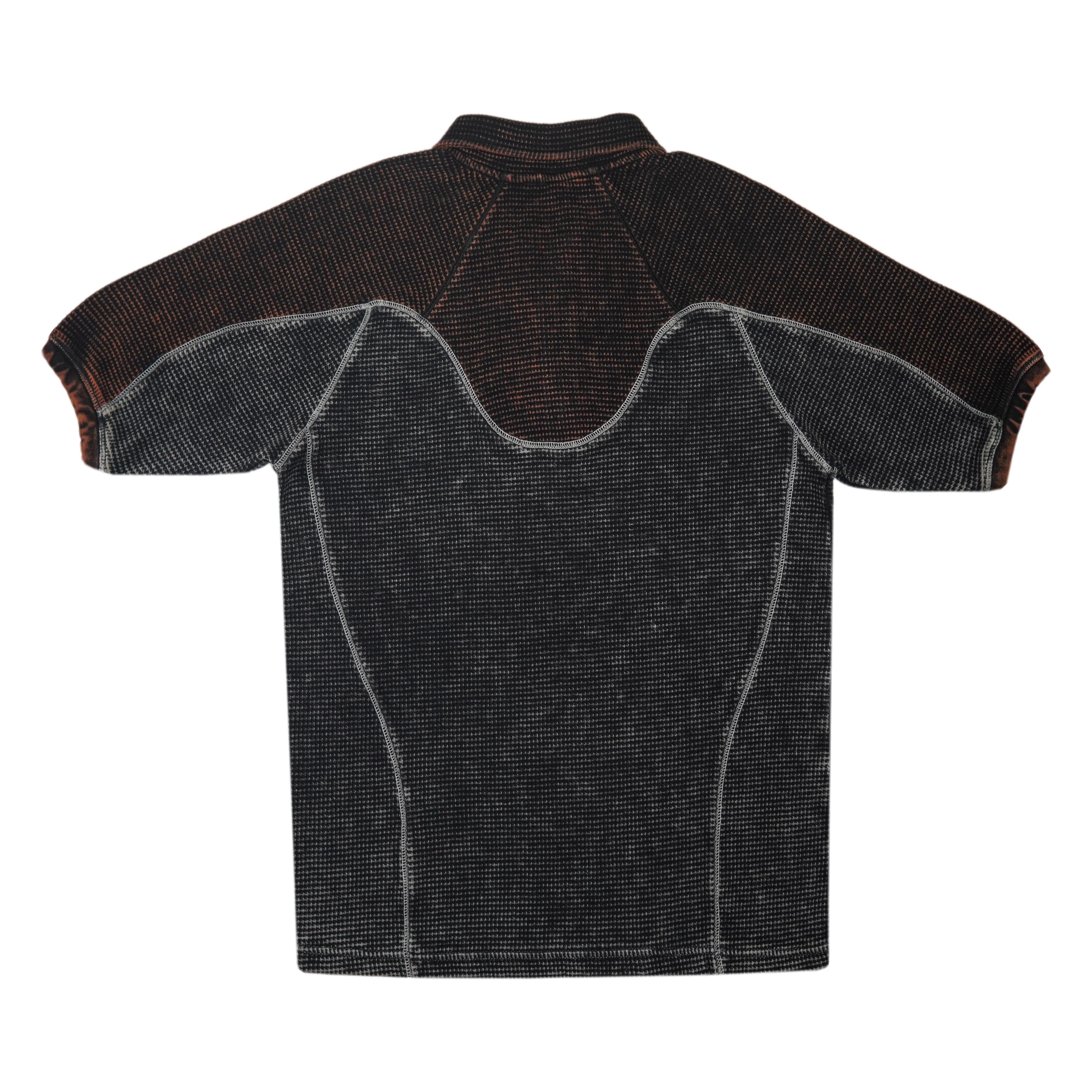 Thermal Contrast Vintage Wash Polo Shirt With Same Collar