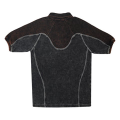 Thermal Contrast Vintage Wash Polo Shirt With Same Collar