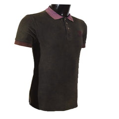 Dark Brown Shaded Polo Shirt With Contrast Collar - Foxy Garments