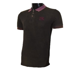 Dark Brown Shaded Polo Shirt With Contrast Collar - Foxy Garments