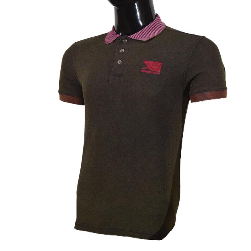 Brown Shade With Pink Linning Collar Polo Shirt - Foxy Garments