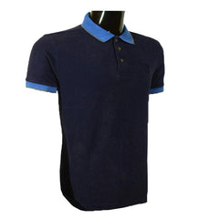 Navy Blue Polo Shirt With Royal blue Collar - Foxy Garments