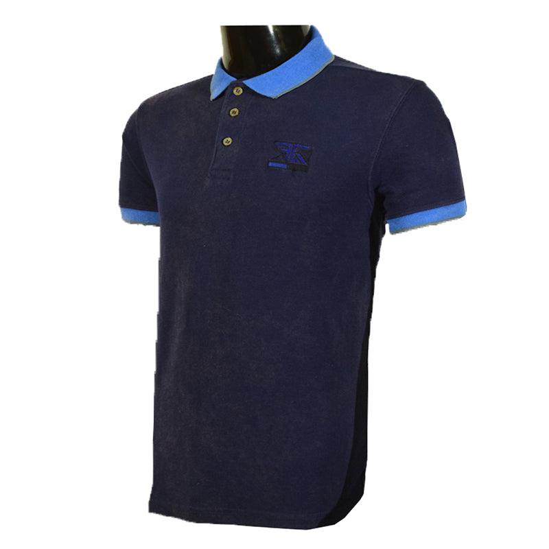 Navy Blue Polo Shirt With Royal blue Collar - Foxy Garments