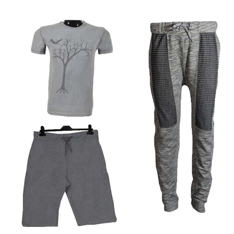 Light Grey Half Sleeve Track Suit With Charcoal Linning Trouser - Foxy Garments