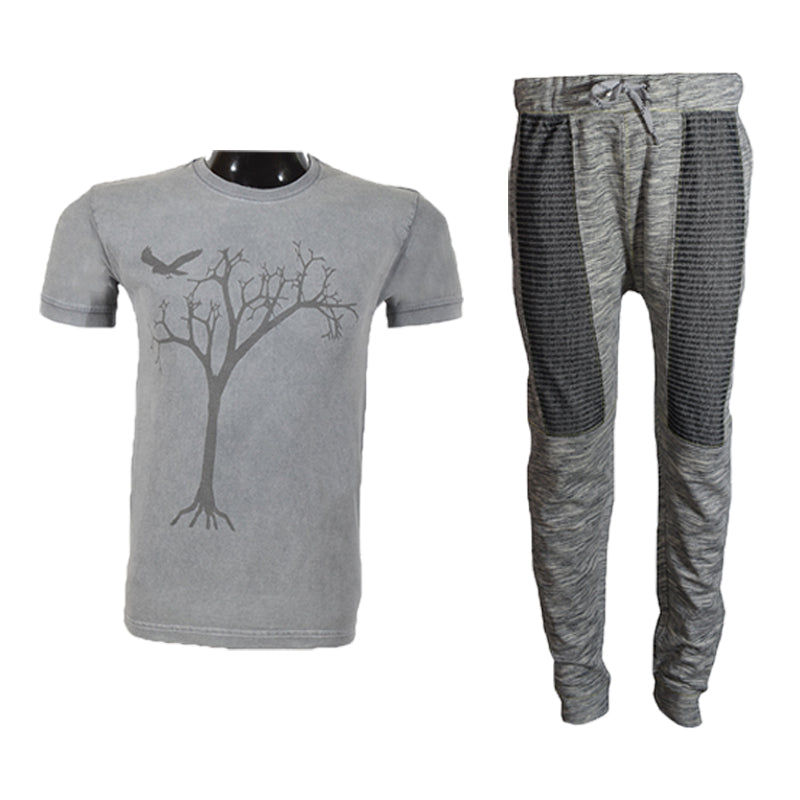 Light Grey Half Sleeve Track Suit With Charcoal Linning Trouser - Foxy Garments