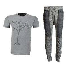 Light Grey Half Sleeve Track Suit With Charcoal Linning Trouser - Foxy Garments