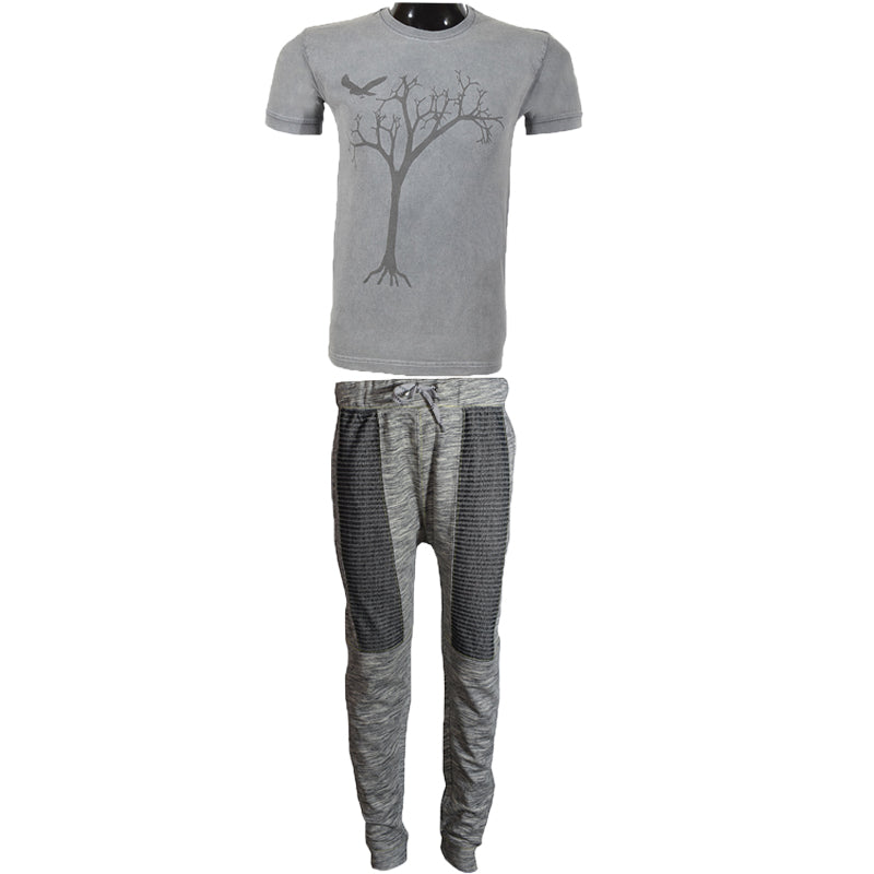 Light Grey Half Sleeve Track Suit With Charcoal Linning Trouser - Foxy Garments